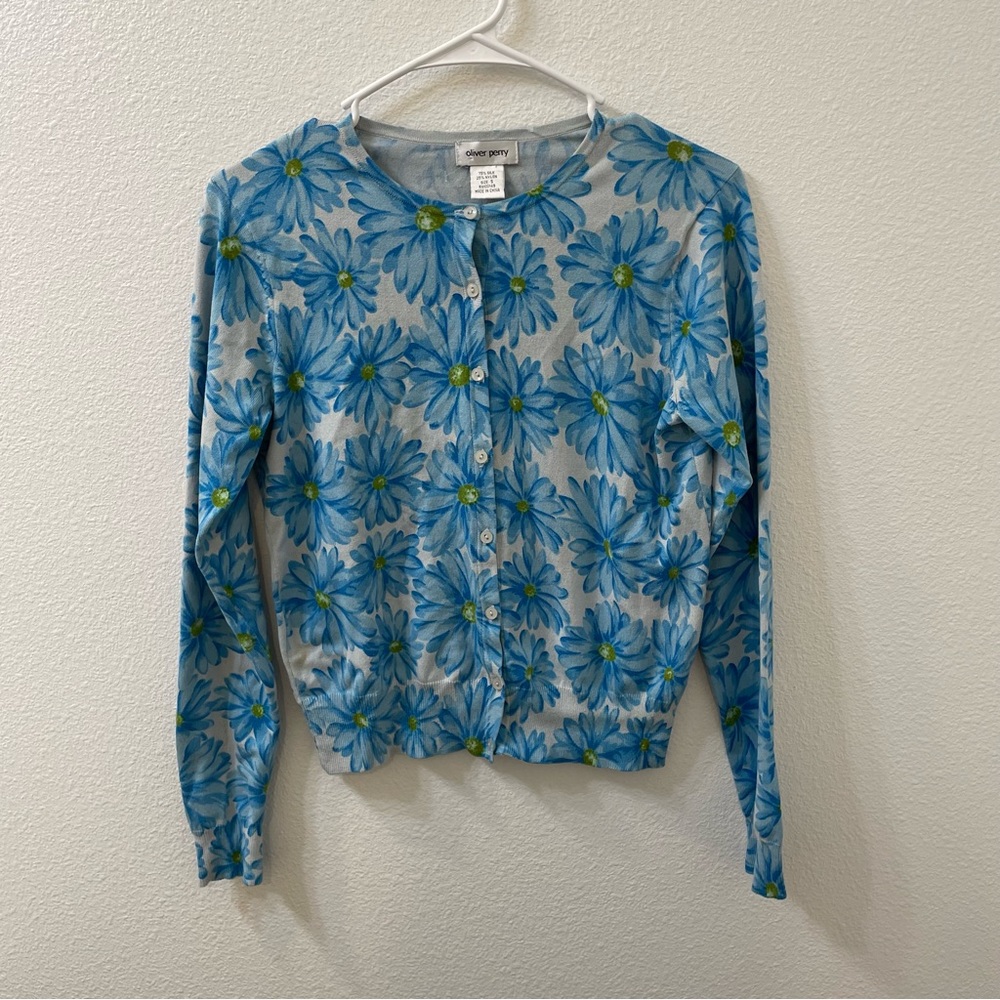 Oliver perry blouse blue silk sz small